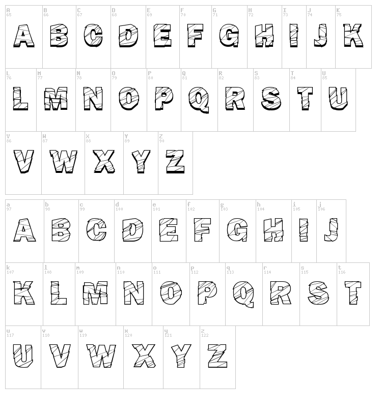 Broken Fluid font map